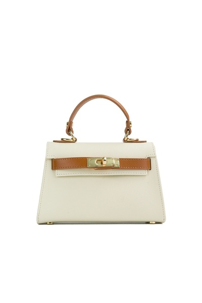 Posete Fagaras Thea Baby Leather Purse - Beige - Cognac, 1 Compartment, 1 Pocket, Adjustable Strap 65 - 116 cm