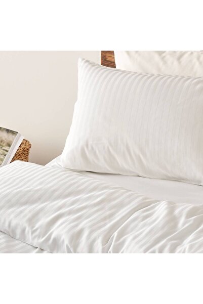 Bella Maison 100% Cotton Satin Matsu Double Duvet Cover Set White (200X220 cm)