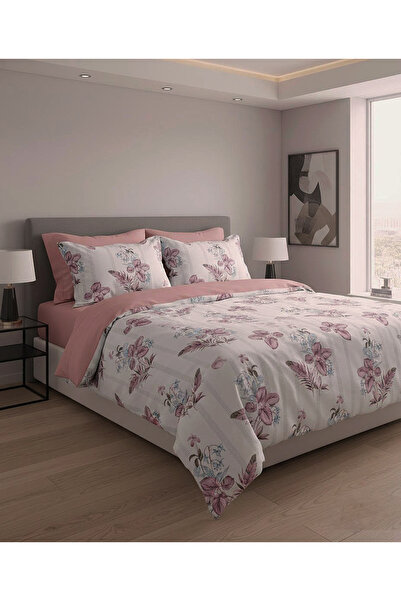 MyStory Home Set de lenjerie de pat dublu cu cearșaf elastic Gül Perisi