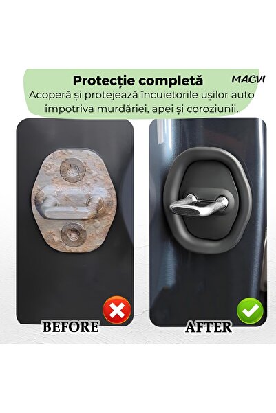 MACVI ® Set of 4 Silicone Caps for Car Door Locks, Protection and Decoration, Black