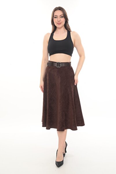 SORALLİNE تنورة نسائية واسعة للشتاء بطول 750 سم من قماش الشوني المخملي 780