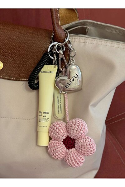 Atölye LİDYA Örgü Papatya Çiçek Çanta Charmı Anahtarlık Çanta aksesuarı