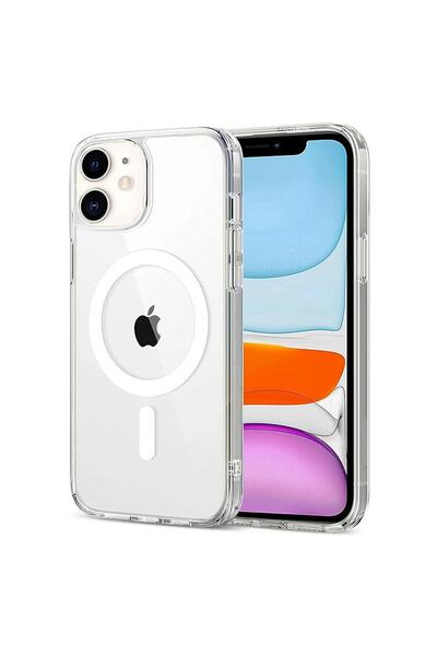 Zebana Apple iPhone 11 Uyumlu Kılıf Sararmaz ClearMag Kılıf (M-Safe Uyumlu) Ş...