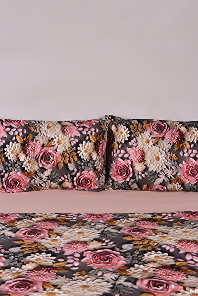 Setekshome 3D Floral Pattern Double Duvet Cover Set 100% Cotton