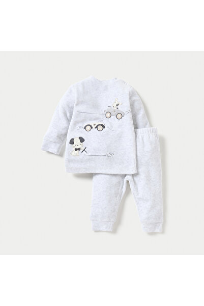 Juniors Dog and Car Applique Long Sleeves Sweatshirt and Pyjama Set