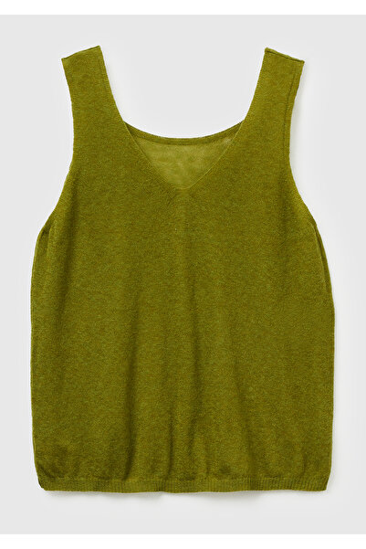 United Colors of Benetton Women's Khaki Green Alpaca and Wool Blend Knitwear Tank Top