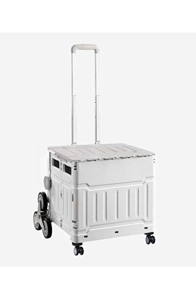 COOYA Storage Box Foldable Utility Cart with Stair Climbing Wheels, Rolling Shopping Trolley with Aluminum