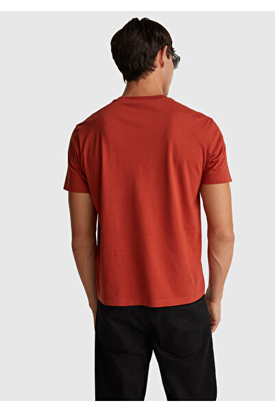 United Colors of Benetton Men's Red-Ucb 100% Cotton Front Logo Printed Relax Fit T-Shirt