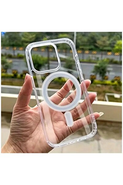 Zebana Apple iPhone 14 Pro Max Uyumlu Kılıf Sararmaz ClearMag Kılıf (M-Safe Uyumlu) Şeffaf