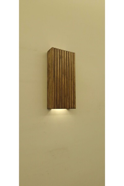 KOLAY DROP Dekoratif Ahşap Ledli Pilli Aplik 20x10 Cm Duvar Balkon Antre Aksesuarı Otel Cafe Villa Bohem