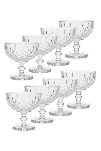 ALQANNAS 8-piece crystal glass yogurt dessert set with a fixed base