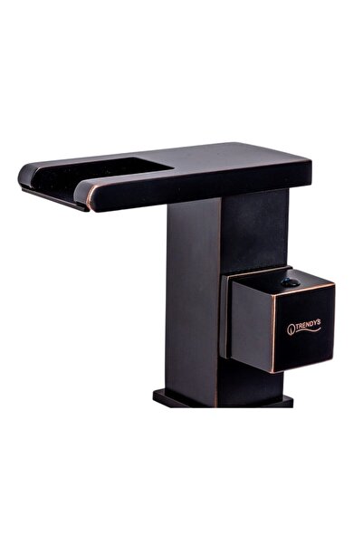 Trendy's Μπαταρία νιπτήρα, εγκατάσταση νιπτήρα μπάνιου, τύπου καταρράκτη, με LED, αντικέ μαύρο