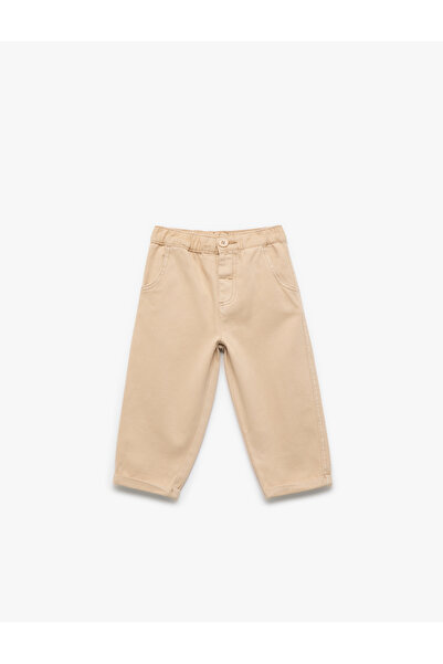 Koton Cotton Folded Leg Elastic Waist Oversized Pants