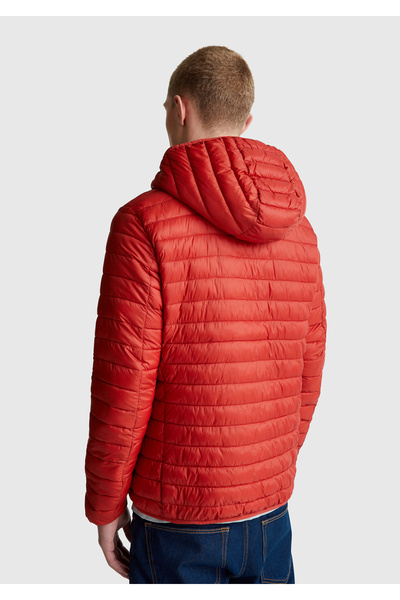 United Colors of Benetton Men's Red Polyester Filled Regular Fit Hooded Puffer Coat