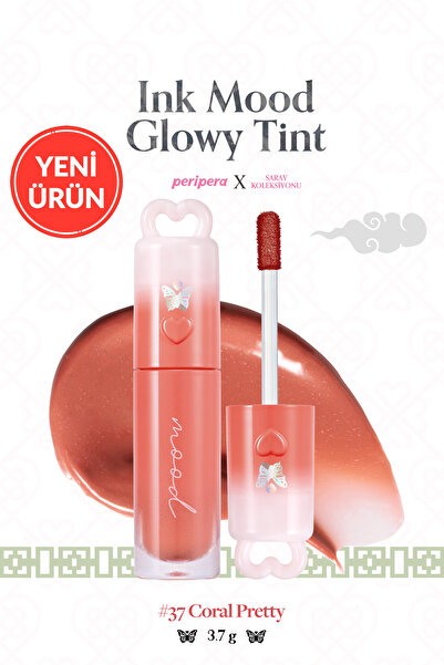 PERIPERA Kalıcı, Pigmentli, Işıltılı, Parlak Bitişli Tint Ink Mood Glowy Tint (37 Coral Pretty)