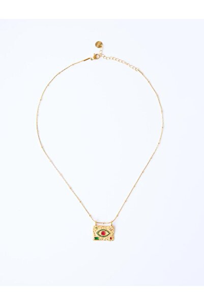 Jimmy Key Altın Rengi Göz Detaylı Mistik Kolye