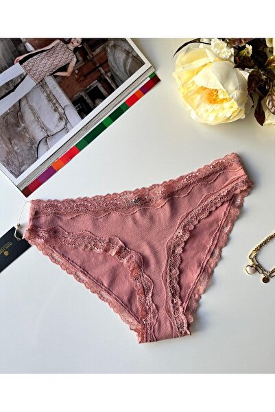 İntive Lingerie Slip/chiloți din dantelă pentru femei Arlet, din bumbac, confortabil pentru utilizare zilnică (liliac-trandafir uscat-crem)