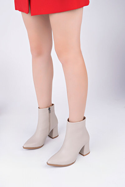 MARSHETTA Γυναικείες μπότες Legend Model με μυτερή μύτη με χοντρό τακούνι με φερμουάρ στο πλάι