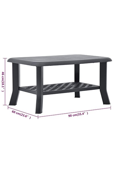vidaxl طاولة قهوة أنثراسيت 90x60x46 سم بلاستيك