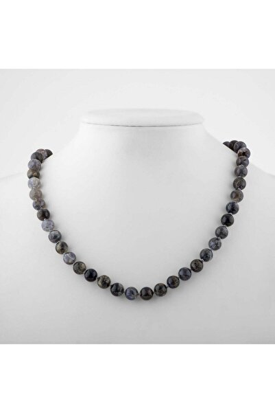 Safnaturel قلادة من الحجر الطبيعي معقودة مقاس 8 مم من إيوليت