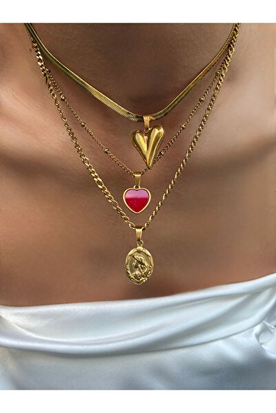 DeNors 3-Piece Gold Necklace Set – Layered Chain Model, Trendy and Stylish Je...