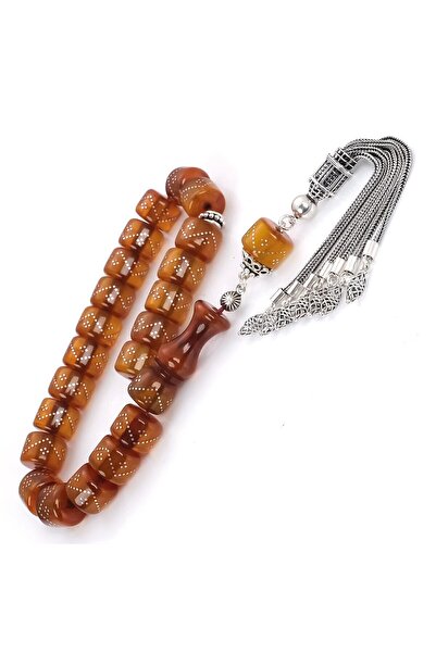 TESBİHCİBABA Wheel Cut Zigzag Processing Mascot Crimping Amber Prayer Beads