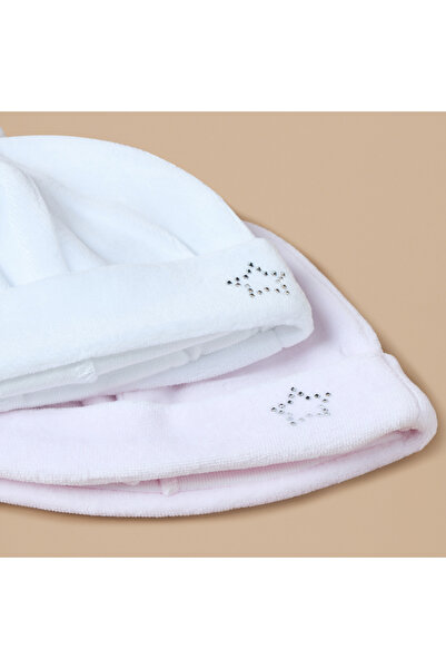 Juniors Star Embellished Velour Beanie Cap - Set of 2
