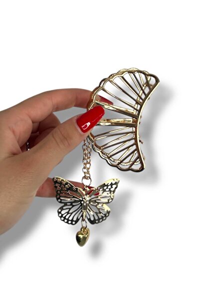 TAKIŞTIR Gold Color Butterfly Figured Metal Latch Buckle