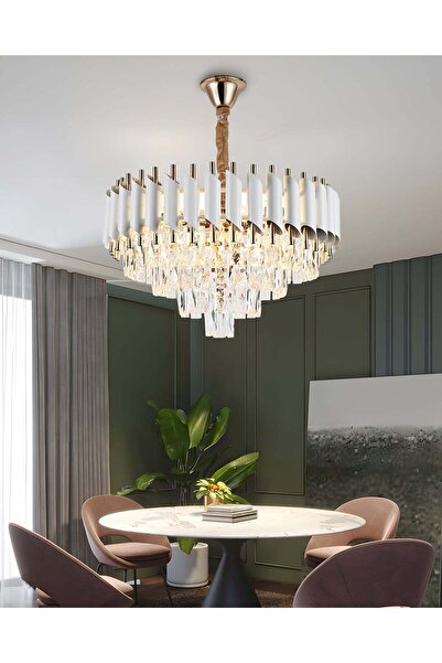 RFAN Candelabru, Model S9001/400, Textură de cristal, Metal, 4 x E27, Alb/Auriu