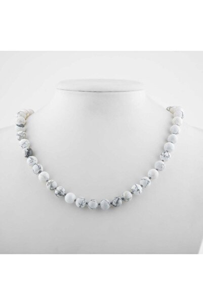 Safnaturel Havlit 8 mm Knotted Natural Stone Necklace