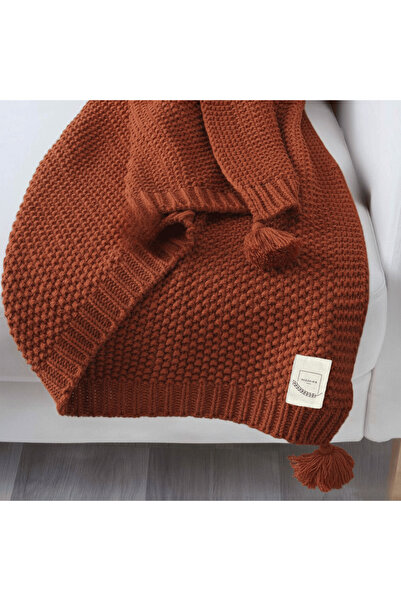 Miespiga Coco Rice Knitted Pompom Knitwear Tv Blanket Throw Sofa Shawl