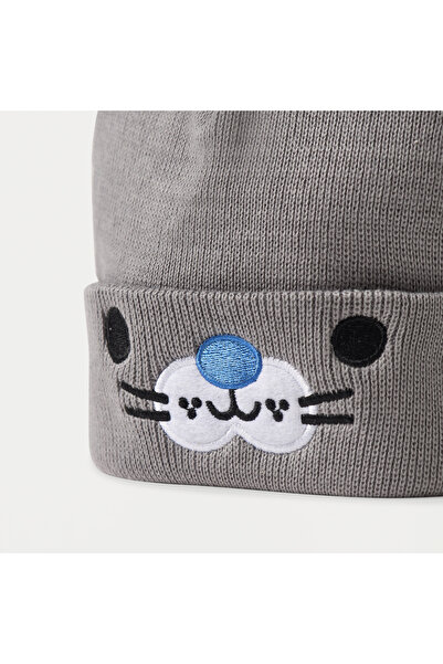 Juniors Animal Face Embroidered Beanie Cap