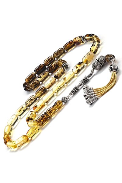 TESBİHCİBABA Old Class Fosilli Kapsül Kesim Damla Kehribar Tesbih