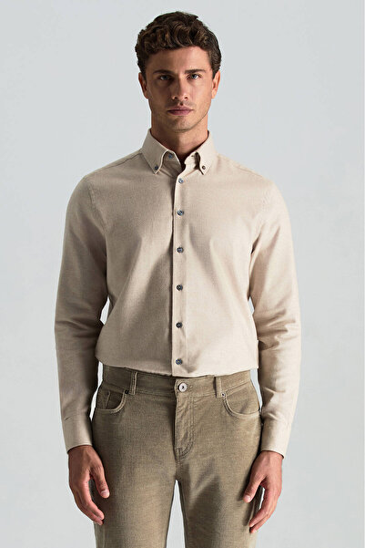 Hemington Pamuk Kaşmir Karışım Camel Gömlek