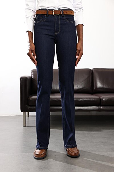 5in1Canpolat Koyu Lacivert Yüksek Bel Bootcut Jean