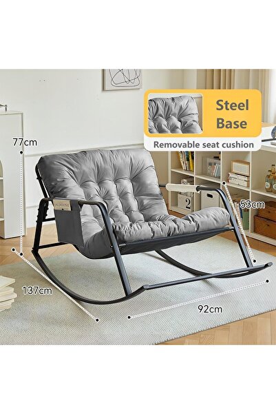 Old_Feller Double Rocker Recliner Chair with/Storage & Cushion - Indoor/Outdoor Lounge Chair for Patio/Garden