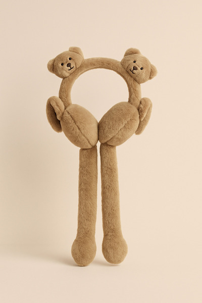 Katia&Bony Căști de pluș pentru copii cu accesorii ursuleț maro