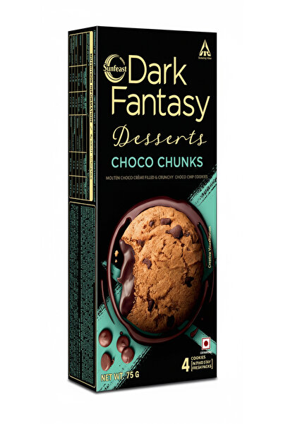 SUNFEAST Dark Fantasy Choco Chunks Cookies | 75g Pack of Chocolate Treats