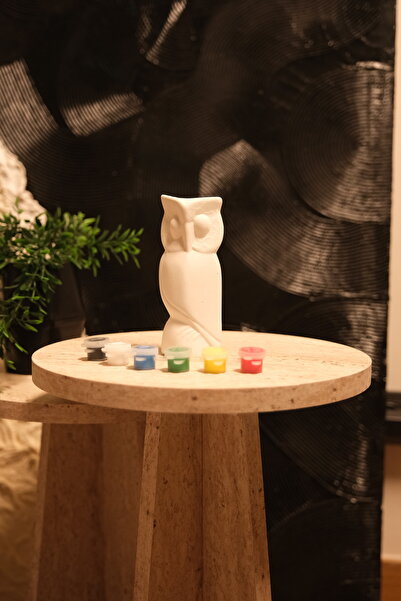 Psymera Hobi Atölyesi Baykuş Şeklinde Boyanabilir Dekoratif Biblo – Taş Boyama Seti