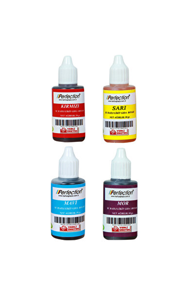Perfection CHEF 4'lü Sıvı Su Bazlı Likit Gıda Boyası Sarı Kırmızı Mavi Mor 4 ...