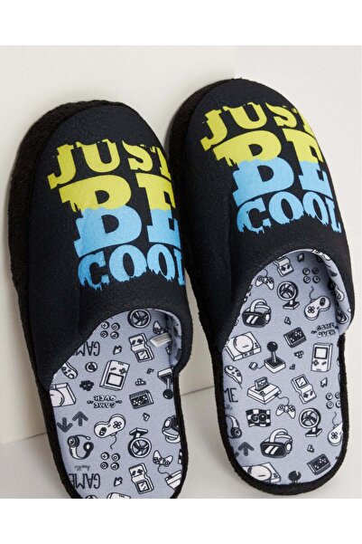 Chirpy Men's Winter Comfortable and Quiet Sole Just Be Cool Written House Slippers