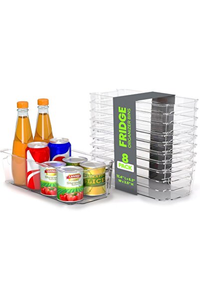 Utopia Home مجموعة سلال تخزين بلاستيكية شفافة مكونة من 8 قطع (4 كبيرة و4 صغير...