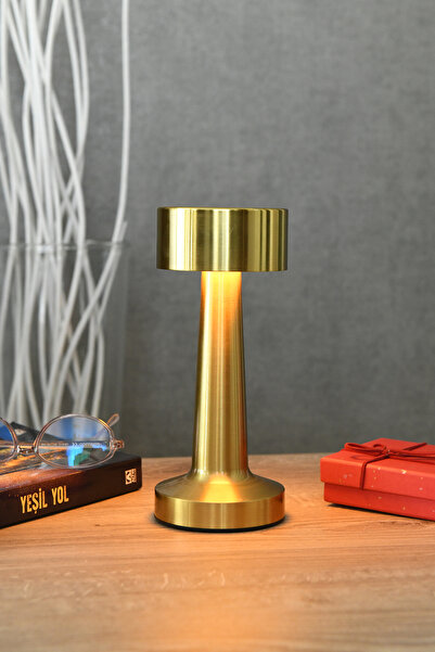 LUMINZO Limeo Dokunmatik Şarjlı Metal Masa Lambası 3 Renk Işık Dekoratif Dimmer Abajur Kablosuz