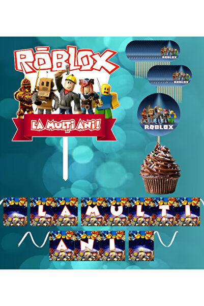 Bloom Atelier Set Accesorii Petrecere Robox, Topper Tort + 35 Buc Toppere Cup...