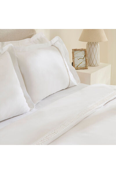 Karaca Home Indila 100% Cotton Satin Double Duvet Cover Set White