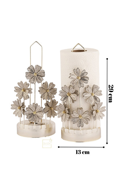 Leila Three-Dimensional Flower Silver Metal Paper Towel Holder-Napkin Holder Home Decoration