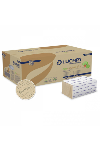 Lucart Professional Prosop de hârtie pliat în V Lucart Econatural V2 190, 21 x 21 cm, pachet de 20