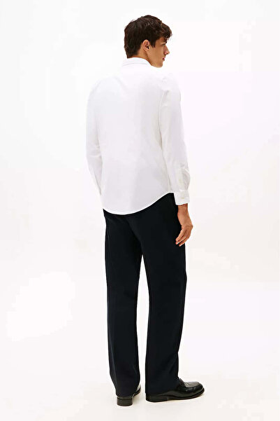 Tommy Hilfiger Erkek Slim Fit Flex Poplin Kent Collar Gömlek - Beyaz