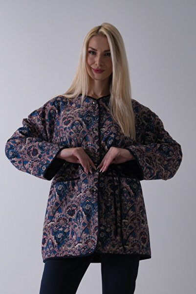 Feminist Astarlı Biye Detaylı Cepli Kapitone Ceket Lacivert 31050766