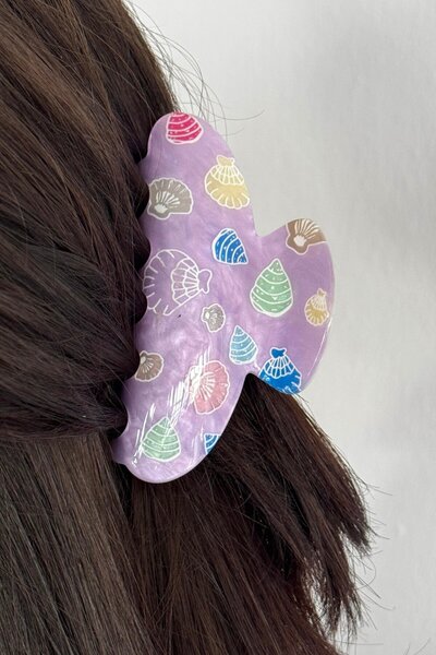 TAKIŞTIR Purple Color Seashell Figured Latch Buckle